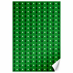 Green Christmas Tree Pattern Background Canvas 12  X 18  by Amaryn4rt