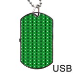 Green Christmas Tree Pattern Background Dog Tag USB Flash (One Side) Front