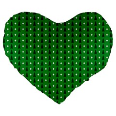 Green Christmas Tree Pattern Background Large 19  Premium Heart Shape Cushions by Amaryn4rt