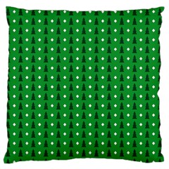 Green Christmas Tree Pattern Background Large Flano Cushion Case (one Side) by Amaryn4rt