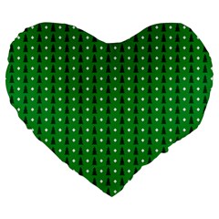 Green Christmas Tree Pattern Background Large 19  Premium Flano Heart Shape Cushions by Amaryn4rt