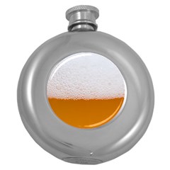 Beer Foam Bubbles Alcohol  Glass Round Hip Flask (5 Oz) by Amaryn4rt