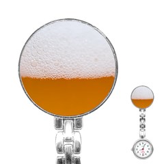 Beer Foam Bubbles Alcohol  Glass Stainless Steel Nurses Watch by Amaryn4rt