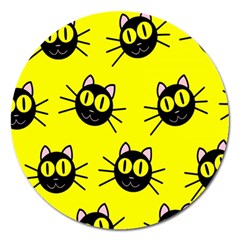 Cats Heads Pattern Design Magnet 5  (round) by Amaryn4rt