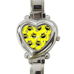 Cats Heads Pattern Design Heart Italian Charm Watch by Amaryn4rt