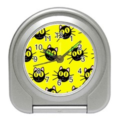 Cats Heads Pattern Design Travel Alarm Clock by Amaryn4rt