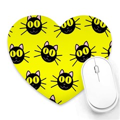 Cats Heads Pattern Design Heart Mousepads by Amaryn4rt