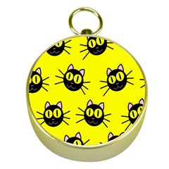 Cats Heads Pattern Design Gold Compasses by Amaryn4rt