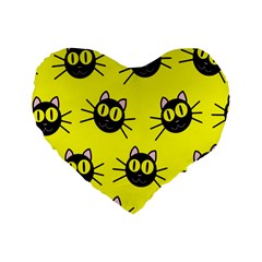 Cats Heads Pattern Design Standard 16  Premium Flano Heart Shape Cushions by Amaryn4rt