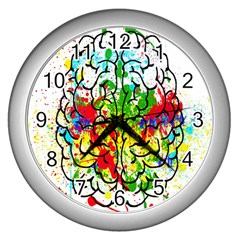 Brain Mind Psychology Idea Hearts Wall Clock (silver) by Amaryn4rt