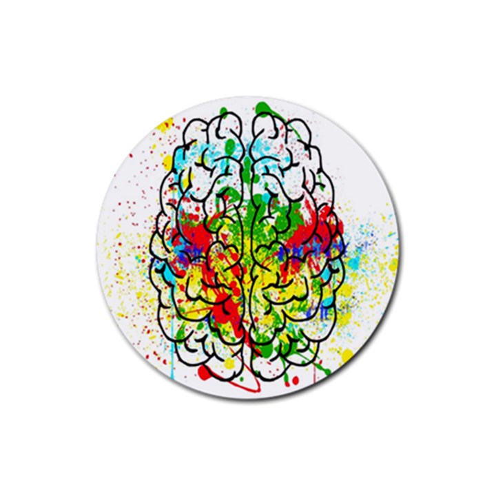 Brain Mind Psychology Idea Hearts Rubber Coaster (Round) 