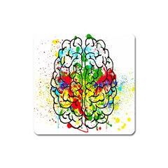 Brain Mind Psychology Idea Hearts Square Magnet by Amaryn4rt