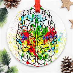 Brain Mind Psychology Idea Hearts Round Ornament (two Sides)