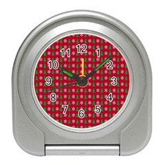 Snowflake Christmas Tree Pattern Travel Alarm Clock by Amaryn4rt