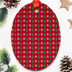 Snowflake Christmas Tree Pattern Oval Ornament (two Sides)