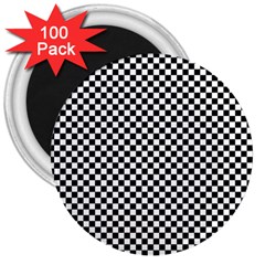 Black And White Checkerboard Background Board Checker 3  Magnets (100 Pack)