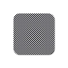 Black And White Checkerboard Background Board Checker Rubber Square Coaster (4 Pack) 