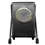 Black And White Checkerboard Background Board Checker Pen Holder Desk Clock Front