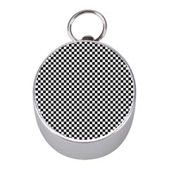 Black And White Checkerboard Background Board Checker Mini Silver Compasses