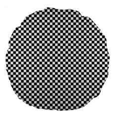 Black And White Checkerboard Background Board Checker Large 18  Premium Flano Round Cushions