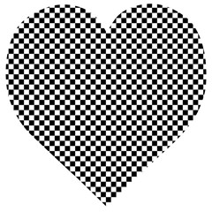 Black And White Checkerboard Background Board Checker Wooden Puzzle Heart by Amaryn4rt