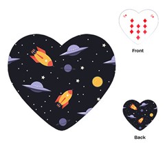 Cosmos Rockets Spaceships Ufos Playing Cards Single Design (heart)