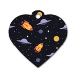 Cosmos Rockets Spaceships Ufos Dog Tag Heart (Two Sides) Back