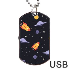 Cosmos Rockets Spaceships Ufos Dog Tag Usb Flash (one Side) by Amaryn4rt