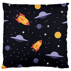 Cosmos Rockets Spaceships Ufos Large Cushion Case (one Side) by Amaryn4rt