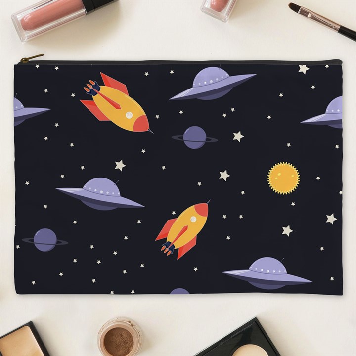 Cosmos Rockets Spaceships Ufos Cosmetic Bag (XXXL)