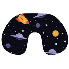 Cosmos Rockets Spaceships Ufos Travel Neck Pillow by Amaryn4rt