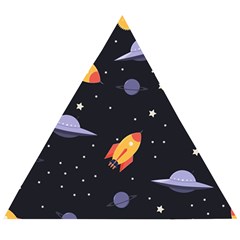 Cosmos Rockets Spaceships Ufos Wooden Puzzle Triangle