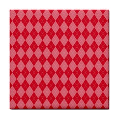 Red Diamonds Tile Coaster by ArtsyWishy