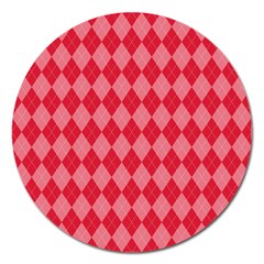 Red Diamonds Magnet 5  (round) by ArtsyWishy