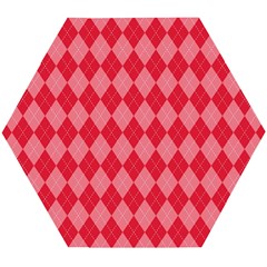 Red Diamonds Wooden Puzzle Hexagon by ArtsyWishy