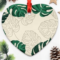 Green Monstera Leaf Illustrations Ornament (heart)