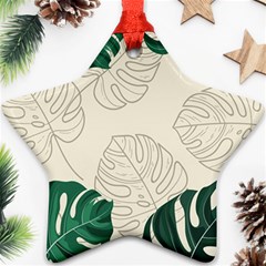 Green Monstera Leaf Illustrations Ornament (star)