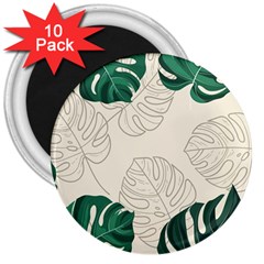 Green Monstera Leaf Illustrations 3  Magnets (10 Pack)  by HermanTelo