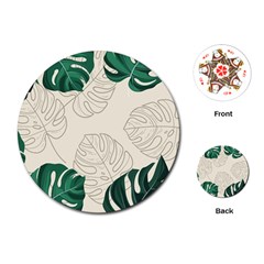 Green Monstera Leaf Illustrations Playing Cards Single Design (round)