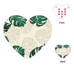 Green Monstera Leaf Illustrations Playing Cards Single Design (heart)