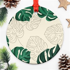 Green Monstera Leaf Illustrations Round Ornament (two Sides)