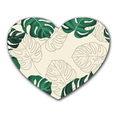 Green Monstera Leaf Illustrations Heart Mousepads by HermanTelo