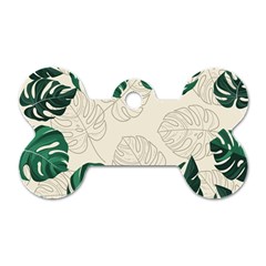 Green Monstera Leaf Illustrations Dog Tag Bone (one Side)