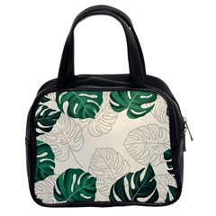 Green Monstera Leaf Illustrations Classic Handbag (two Sides)