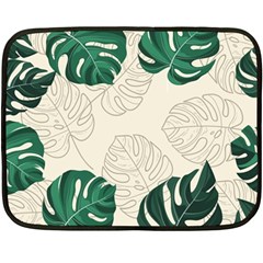 Green Monstera Leaf Illustrations Fleece Blanket (mini)