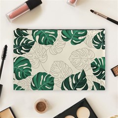 Green Monstera Leaf Illustrations Cosmetic Bag (large)