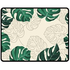 Green Monstera Leaf Illustrations Fleece Blanket (medium) 