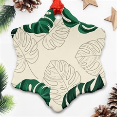 Green Monstera Leaf Illustrations Ornament (snowflake)