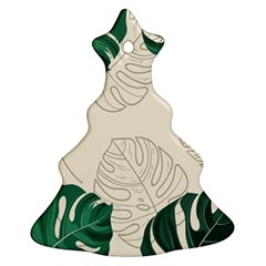 Green Monstera Leaf Illustrations Christmas Tree Ornament (two Sides) by HermanTelo