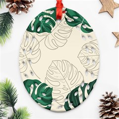 Green Monstera Leaf Illustrations Ornament (oval Filigree)